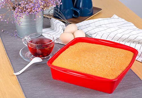 Aokinle Silicone Cake Pan-9 Inch Square,Non-Stick Cake Mold,Brownies Pan.BPA Free Brownies Pan,Hot Mitts,Trivet Mat