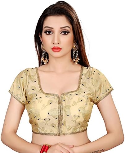 Spangel Fashion Royal blue Musical Instruments Round Neck Women's Saree's Blouse