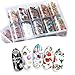 DAGEDA 2 Box of 20 Rolls Nail Art Stickers Nail Transfer Foil Wraps-Nail Art DIY Decoration Kit-Halloween Christmas Festival Nail Foil Sticker（Pumpkin, Bat, Spider,Snowman,Snowflake,Biscuit Man, Gift）