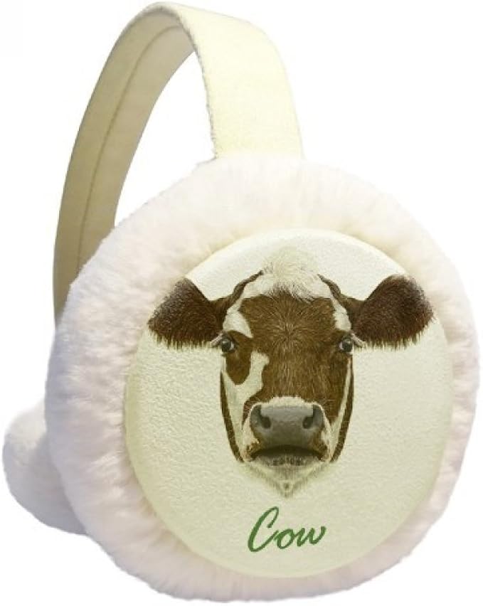 Amazon 茶色と白の国内酪農牛の動物 冬のイヤーマフ耳ウォーマーフェイクファーの折り畳み式の豪華な贈り物 耳カバー イヤーマフ 通販