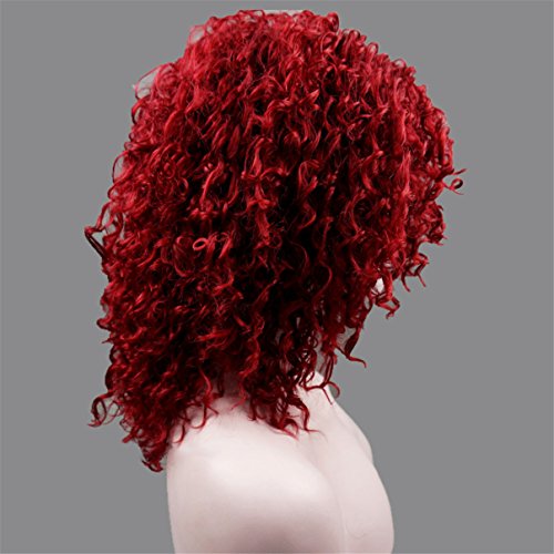ATOZWIG Cut Hair Style Synthetic Burgundy Red Curly Wig Afro Kinky Curly Wigs For Black Women Perruque Cosplay Wig - Image 3