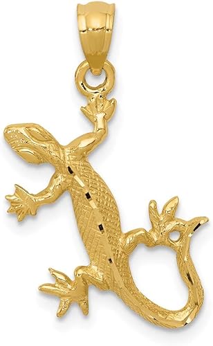 Amazon 14k イエローゴールド トカゲ ペンダント チャーム ネックレス 動物 蛇 爬虫類 男性 自然 屋外 水陸両生類 昆虫 父親 男性 ギフト ネックレス 通販