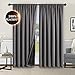 WONTEX 100% Grey Blackout Curtains for Bedroom 42 x 84 inches Long - Thermal Insulated, Noise Reducing, Sun Blocking Lined Rod Pocket Window Curtain Panels for Living Room, Set of 2 Winter Curtains