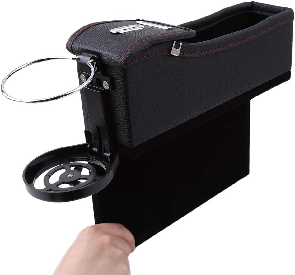 WEILYDF Car Storage Box Multi-Functional Leather Car Seat Organizer Simple Durable Cup Coin USB Charging Line Storage Container Car Seat Gap Filler Organizer Box,Driver Side