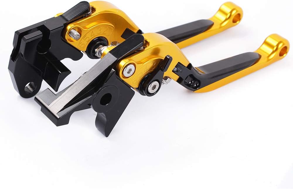 YAOkxin Clutch Lever, 1 Pair Adjustment Folding CNC Short Brake Clutch Levers Compatible for Kawasaki Z1000/R, Z1000SX/NINJA 1000/Tourer, Z900RS,HT26,Gold