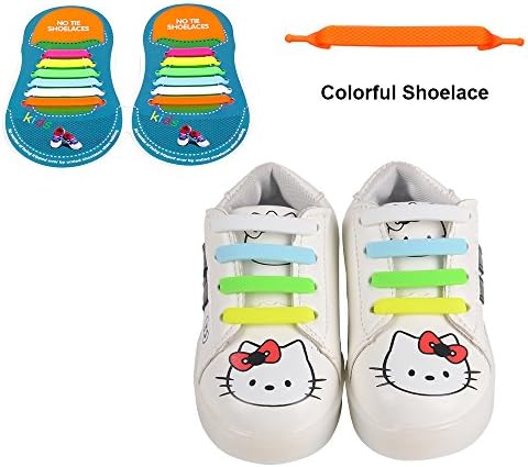 Liushu No Tie Shoe Lace Silicone Tieless Shoe String Kids Athletic Sports Fan Shoelaces Heavy Duty for Sneakers and Boots 12Pcs/Pack For Girls Boys Silicon Boot Lace (Colorful Kids)