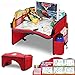 Toddler Seat Table, Standable Travel Tray, Indoor Snack Desk with Dry Erase Top for Painting & Parent-Child Interaction Activity Tray Bonus Template & Pens Lap Tray for Kids Improve Imagination