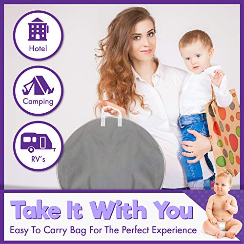 Crib Pop Up Tent - Safety Net Canopy to Protect Your Baby from Crib Rails, Falls and Mosquito Bites - See Through Mesh w/Decorative Border - Sturdy - Unisex - Bonus Set of 2 Bibs with Teething Corner - Thumbnail 6