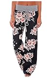Aifer Women’s Comfy Casual Pajama Pants Floral Print Lounge Drawstring Palazzo Long Wide Leg Pants