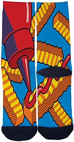 WsClet Ketchup fries Casual Crew Running Socks Black