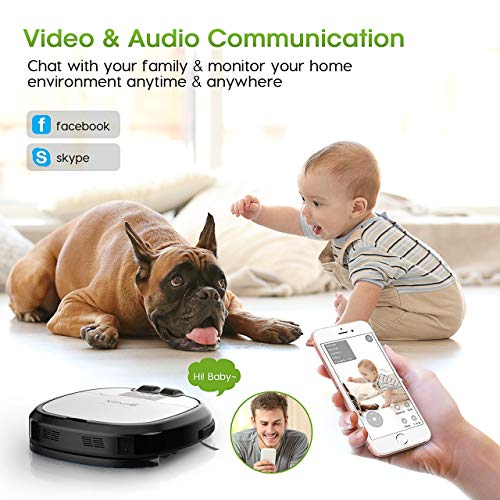 HoLife Robot Vacuum Cleaner Automatic Charge Schedule Cleaning Auto-Detection Vacuum Cleaner with Built in Camera, APP, Alexa, Remote Control for Pet Hair Hard Floor & Carpets (Grey)