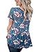 Dearlovers Women Short Sleeves Floral Print Loose Summer Blouse Tops XX-Large Size Blue