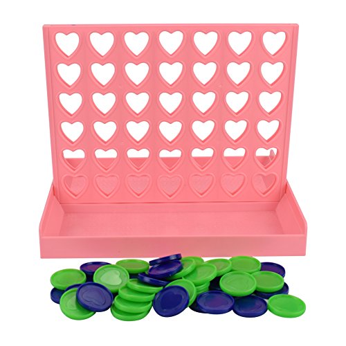 AMGlobal 4 in a Row, Line Up 4, Heart-Shaped Four in a Row Game, Classic Family Toy, Board Game For Kids and Family For Fun(Pink) - Thumbnail 2