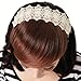 Weixinbuy Women's Tilted Frisette Bang Fringe Wig Headwear Clip-in Hairpiece Black