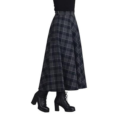 plus size plaid maxi skirt