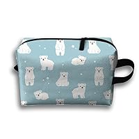 SHOUNABAG Blue Forest Animal Cartoon Bear Travel Cosmetic Bags Small Makeup Clutch Pouch Cosmetic And Toiletries Organizer Bag