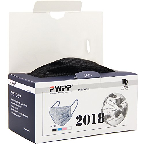FWPP Earloop Disposable Surgical Flu Face Masks, 3 Ply Thicker Super Filter Pollen Dust and Bacteria, Anti allergy Dental Medical Procedure Mask, Pack of 50 Pcs (Dream Black) - Thumbnail 2