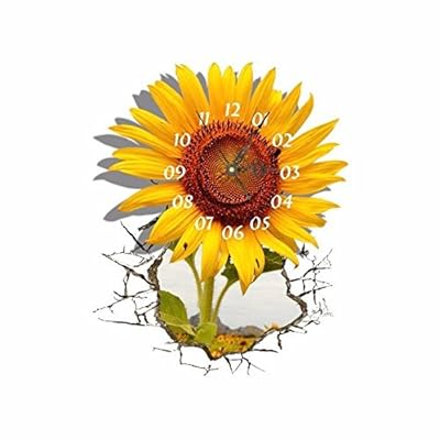 Hiquty JaoKhun STICKER 3D Wall Clock Decals Sunflower DIY Wall Sticker Home Wall Decor Gift