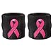 Suddora Pink Ribbon Wristbands - Breast Cancer Awareness Sweatband Pairs (Black)