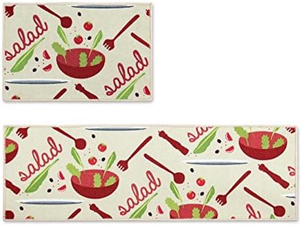 2pcs/set Non Slip Kitchen Floor Mat Durable Entrance Doormats Absorbent Carpets for Bedrooms Bath Rugs and Mats Set (15"x47"+ 15"x23" Inch) (Yellow)