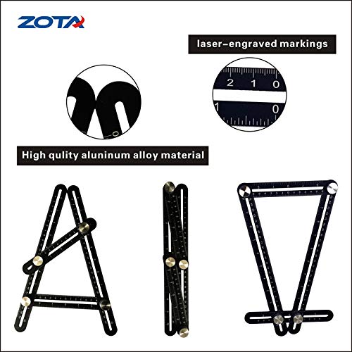 image for 3 in 1 Angle Template Tool Kit, ZOTA Multi Angle Measuring Ruler,7-inc