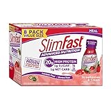 Slimfast Advanced Nutrition, High Protein, Meal Replacement, Strawberries & Cream, 8 Count