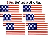 Reflective US Flag Decal Packs with Thin Blue Line for Cars & Trucks, 5 x 3 inch American USA Flag Decal Sticker Honoring Police Law Enforcement 3M Vinyl Window Bumper Tape (6-PACK) (Red(6 Pack))