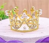 Round Mini Rhinestone Crown Pearl Crystal Princess Crown Bridal Wedding Newborn Baby Crown Gold
