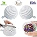 [2-PACK] White/Green Salad Cutter Bowl Set - 4 In 1 Multi-Functional- Make Your Salad in 60 Seconds with this Fast & Easy To Use Salad Chopper, Cutting Board, Strainer & Bowl (White)