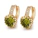 18K Yellow Gold Plated Jewelry 9mm Flower Round Topaz Zircon Drop Hoop Women Party Earrings Wedding - Green/Red/White (Green)