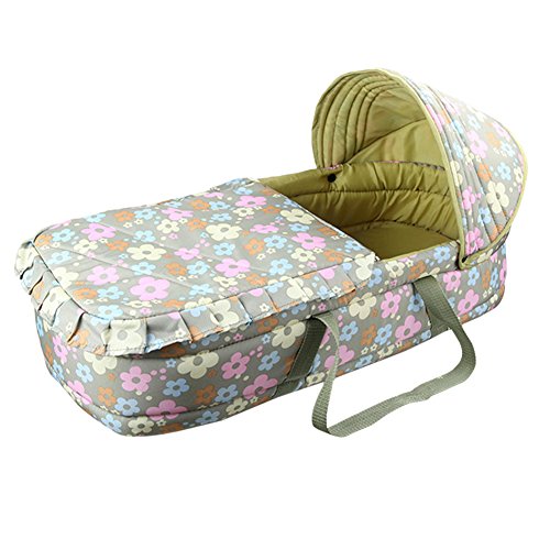 Olpchee Portable Baby Carrycot Baby Travel Bed Crib Infant Transporter Basket with Double Handle for 0-7 Months Babies (Army Green)