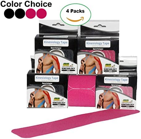 Kinesiology Sports Tape | JuneBugz Precut Cotton Therapeutic Athletic Tape | 80 ( 2” x 10”) Strips of Elastic Sports Tape for Pain Relief and Support | Protect Knees,Ankles,Shoulders,Back and Wrist