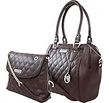 Flying Berry Women's Faux Leather Hand Bag Combo Pack (Brown)