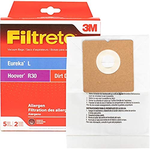 3M Filtrete Eureka/Hoover/Dirt Devil L / R30 / P Allergen Vacuum Bag, Single Unit, White