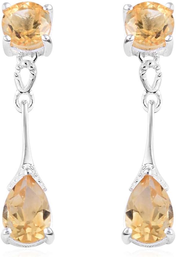 TJC Natural Birthstone Dangle Drop Earrings Amethyst/Garnet/Citrine/Peridot/Spinel/Blue Topaz Earrings for Her- C03401