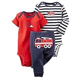 Carter's Baby Boys' 3 Piece Take Me Away Set (Baby) - Firetruck 6M