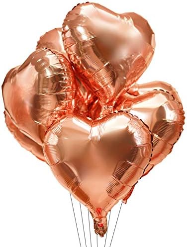 18 inch Rose Gold Heart Foil Mylar Valentines Party Balloons Wedding Anniversary Bachelorette Baby Shower Birthday Nursery Party Favors Balloons Decorations, 25pc