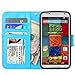 Moto X (2nd Gen) Case, Moto X2 Case, Style4U Premium PU Leather Stand Wallet Flip Case with ID Credit Card/Cash Slots Moto X 2nd Gen 2014 Release + 1 Stylus/1 Screen Protector [Blue]