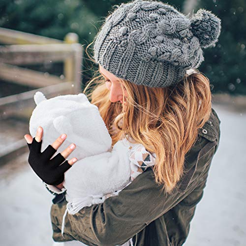 SATINIOR 3 Paar Halb Fingerhandschuhe Winter Fingerlose Handschuhe Strickhandschuhe für Männer Frauen – Bild 8