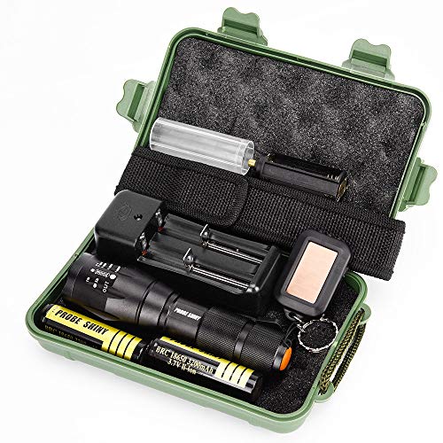 MODAO 5000 Lumens Tactical Flashlight Super Bright LED G700 Zoomable Adjustable Focus 5 Modes Military Torch with 18650 Rechargeable Batterys Light Kit