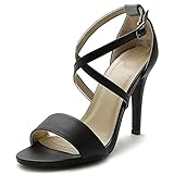 Ollio Women's Shoe High Heel Criss Cross Ankle Strap Sandal