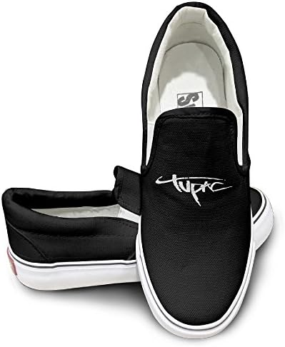 ZHEME 2Pac Tupac Logo Sportstyle Unisex Flat Canvas Shoes Sneaker Black 39
