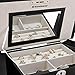 SONGMICS Black Jewelry Box Large Cabinet Faux Leather Storage Case Organizer with Lock and Mirror UJBC06B