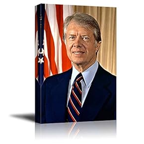 Portrait of James Carter (39th President of The United States) - American Presidents Series - Canvas Wall Art Gallery Wrap Ready to Hang - 12x18 inches