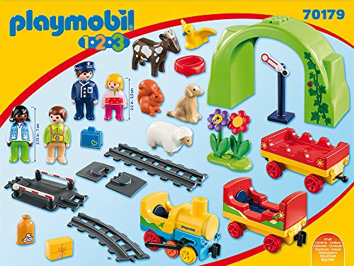 PLAYMOBIL 1.2.3 70179 Meine erste Eisenbahn mit Tunnel, Schienen und 3 Waggons zum Verbinden, ab 1,5 Jahren – Bild 4