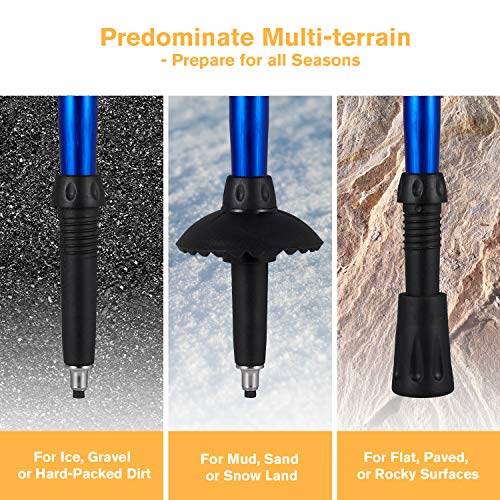 XYCING Trekking Poles Collapsible - 2 Pack Adjustable Auminum Alloy Hiking Poles, Foldable Lightweight Hike Walking Sticks for Hiking Camping (Blue) - Thumbnail 4