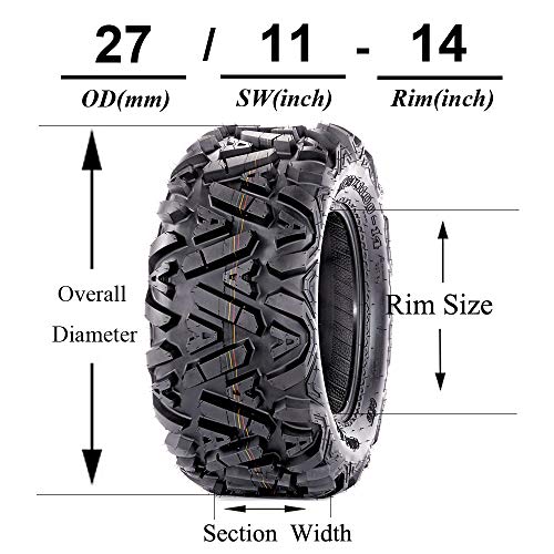 image for VANACC Set of 4 ATV UTV tires 27x9x14 27x11x14 Front and Rear 14 inch 