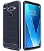 Asmart Compatible for LG V40 ThinQ Case, Asmart Shock Absorption Slim TPU Cover Flexible Bumper Carbon Fiber Protective Phone Cases Compatible with LG V40 ThinQ (Blue)