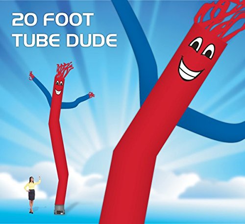 20 Foot Fly Guy - Inflatable Dancer Tube Man - Sky Puppet Dancing Balloon. Fits all 18 inch fans. Red Body with Blu