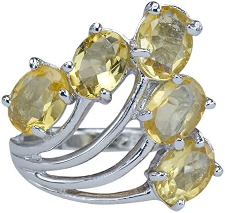 Gorgeous Natural Citrine Gemstone 925 Sterling Silver Waterfall Jewelry Ring